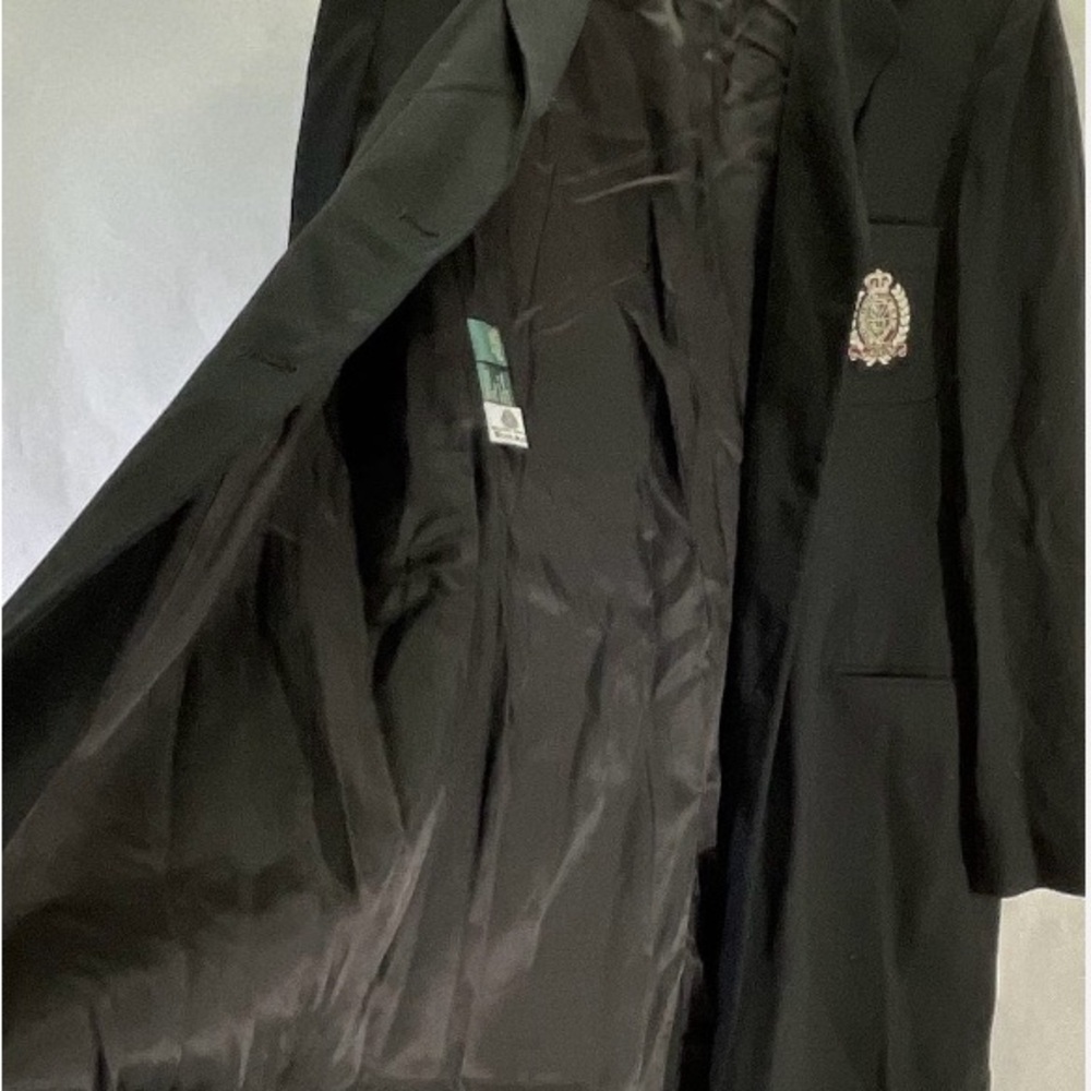 Vintage 90’s Ralph Lauren Elegant Black Blazer 100% Wool with Embroidered Crest - Picture 7 of 12